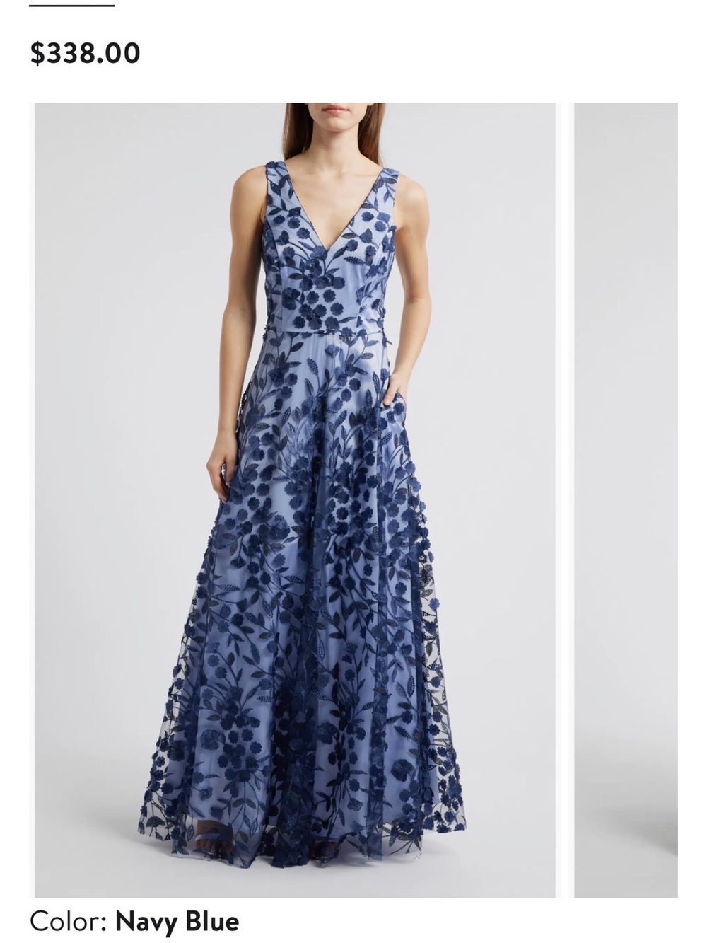 Eliza J Embroidered Floral Illusion Lace A-line Gown